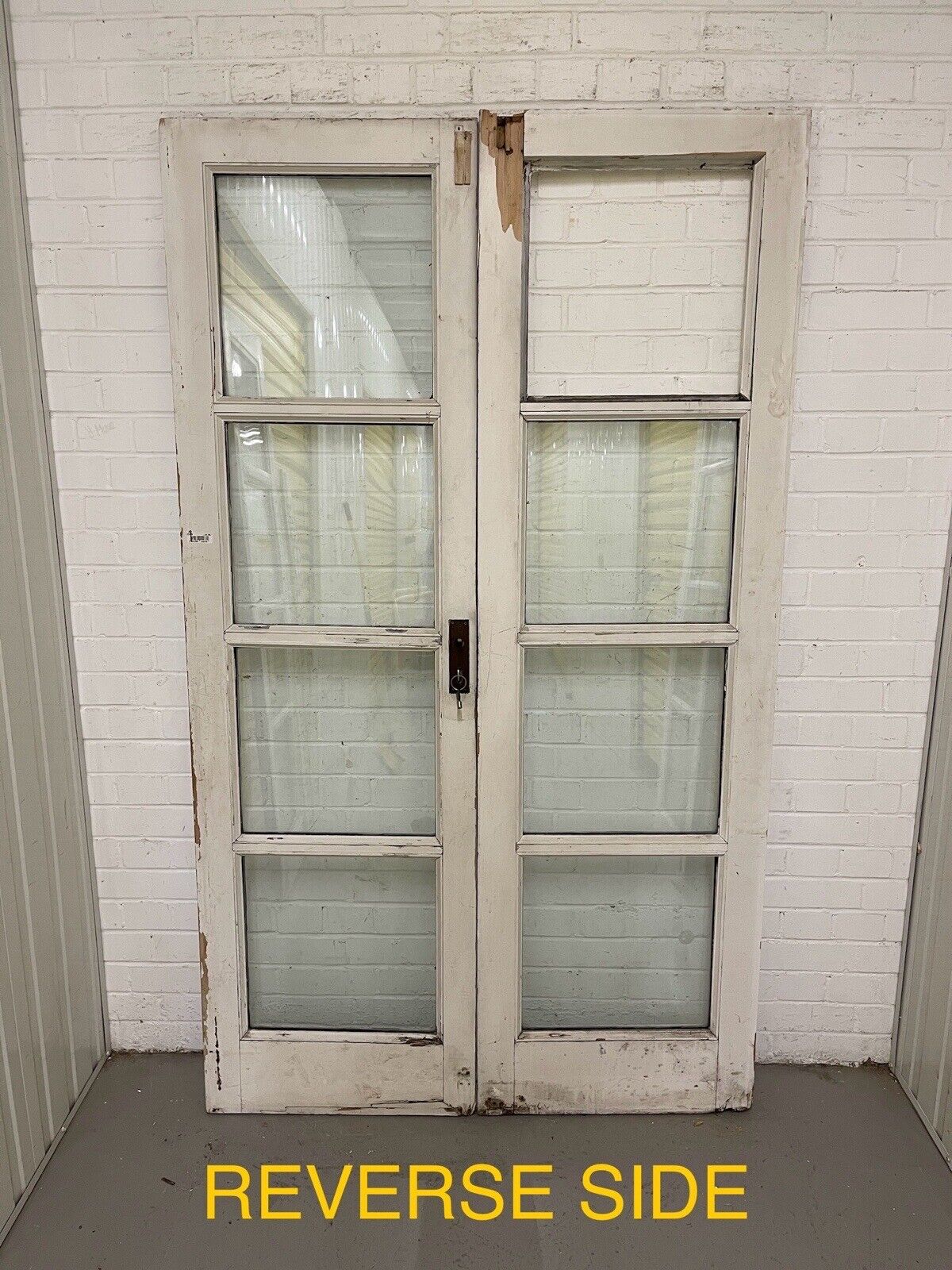 Reclaimed Old French Double Glazed Wooden Double Doors With Spare SIDE PANELS