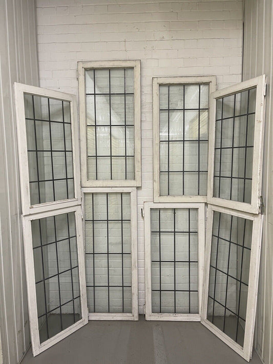 Job Lot Of 8 Reclaimed Leaded Light Double Glazed Wooden Windows