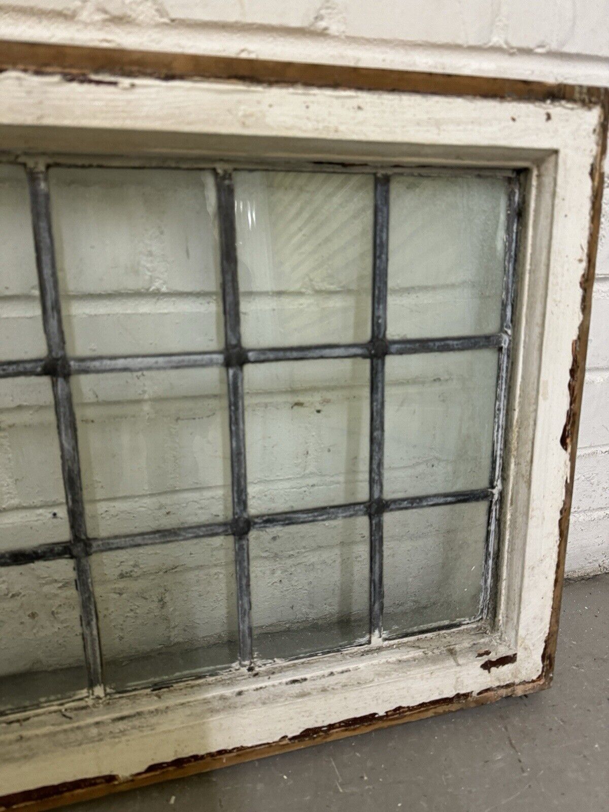 Pair Of Reclaimed Old Leaded Light Panel Wooden Windows 445 x 700mm 450 x 700mm