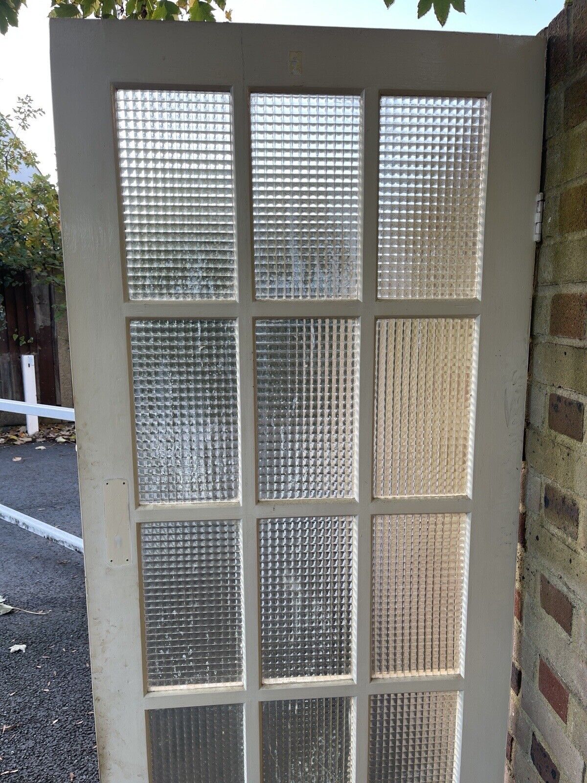 Reclaimed Cross Reeded Glass Door 1980mm x 760mm