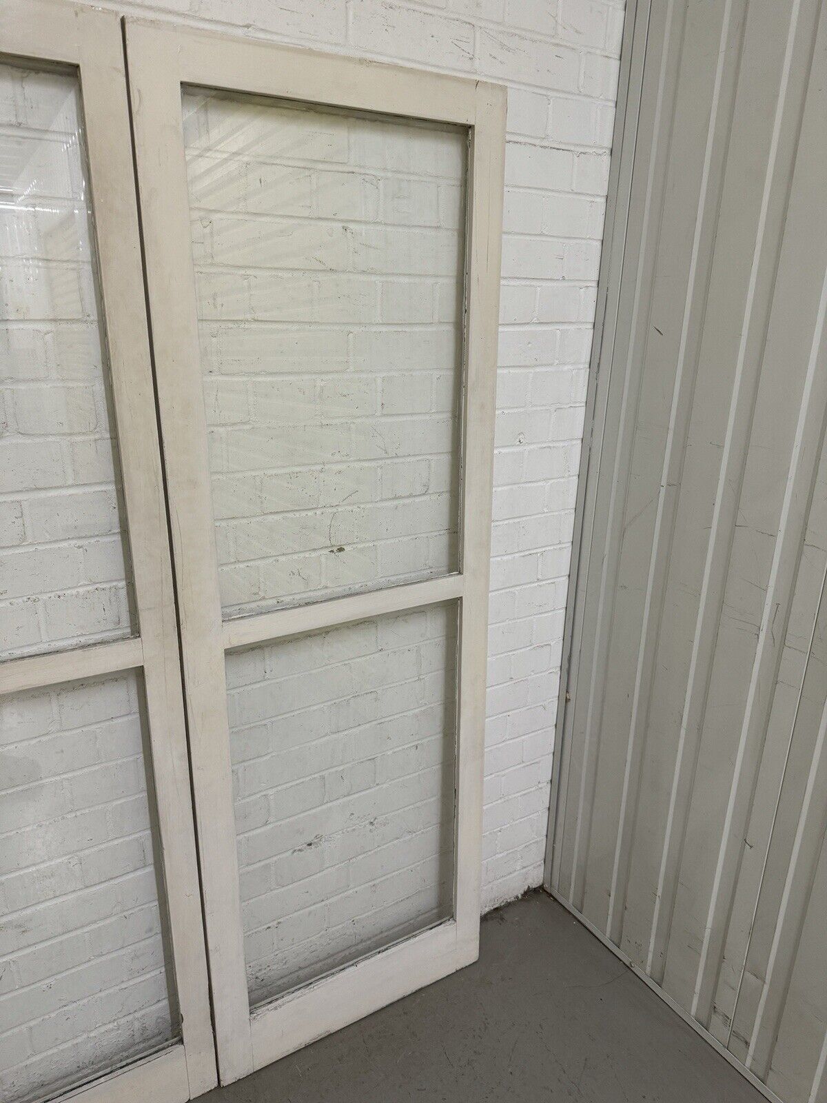 Reclaimed French Single Panel Glass Wooden Double Doors 1752 Or 1746 x 1185mm