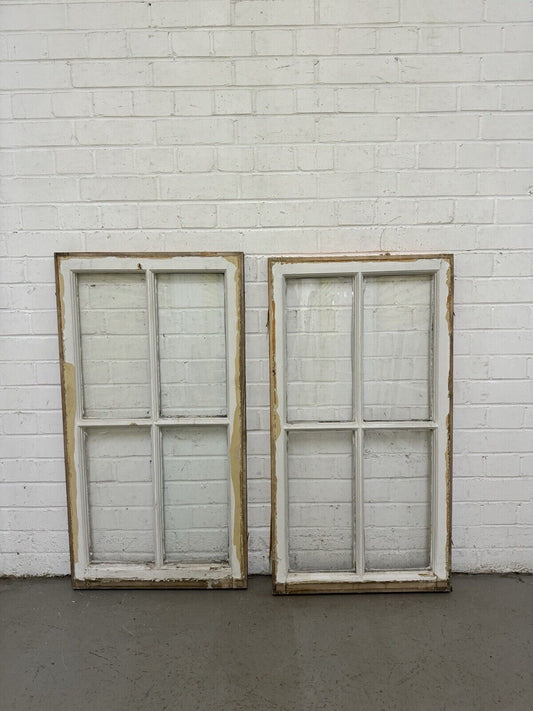 Pair Of Reclaimed Georgian 4 Panel Wooden Panel Windows