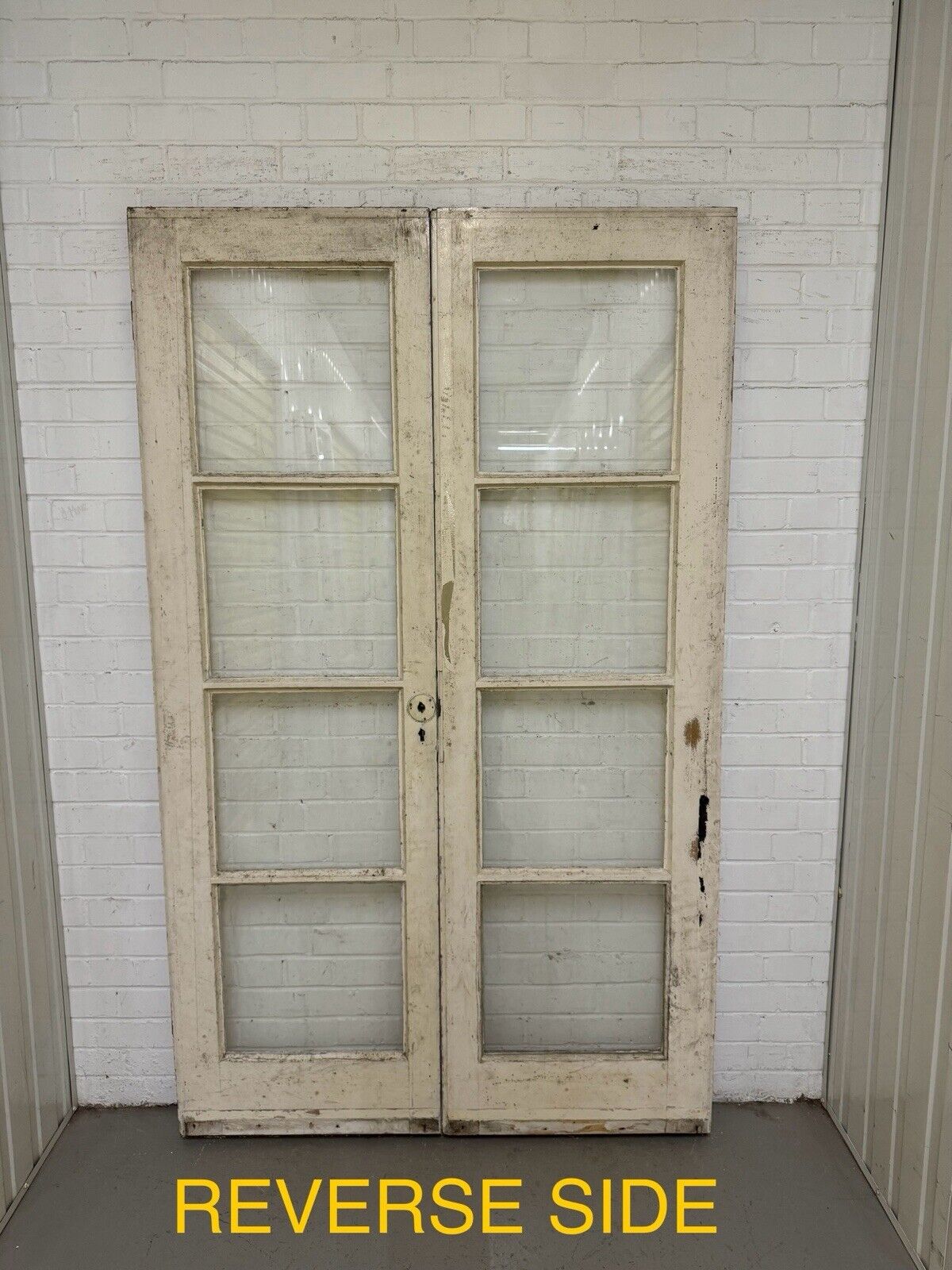 Reclaimed French Single Panel Glass Wooden Double Doors 2020 or 2000mm x 1215mm