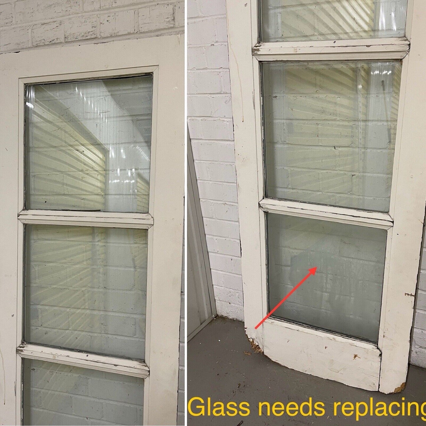 Reclaimed Old French Double Glazed Wooden Double Doors With Spare SIDE PANELS