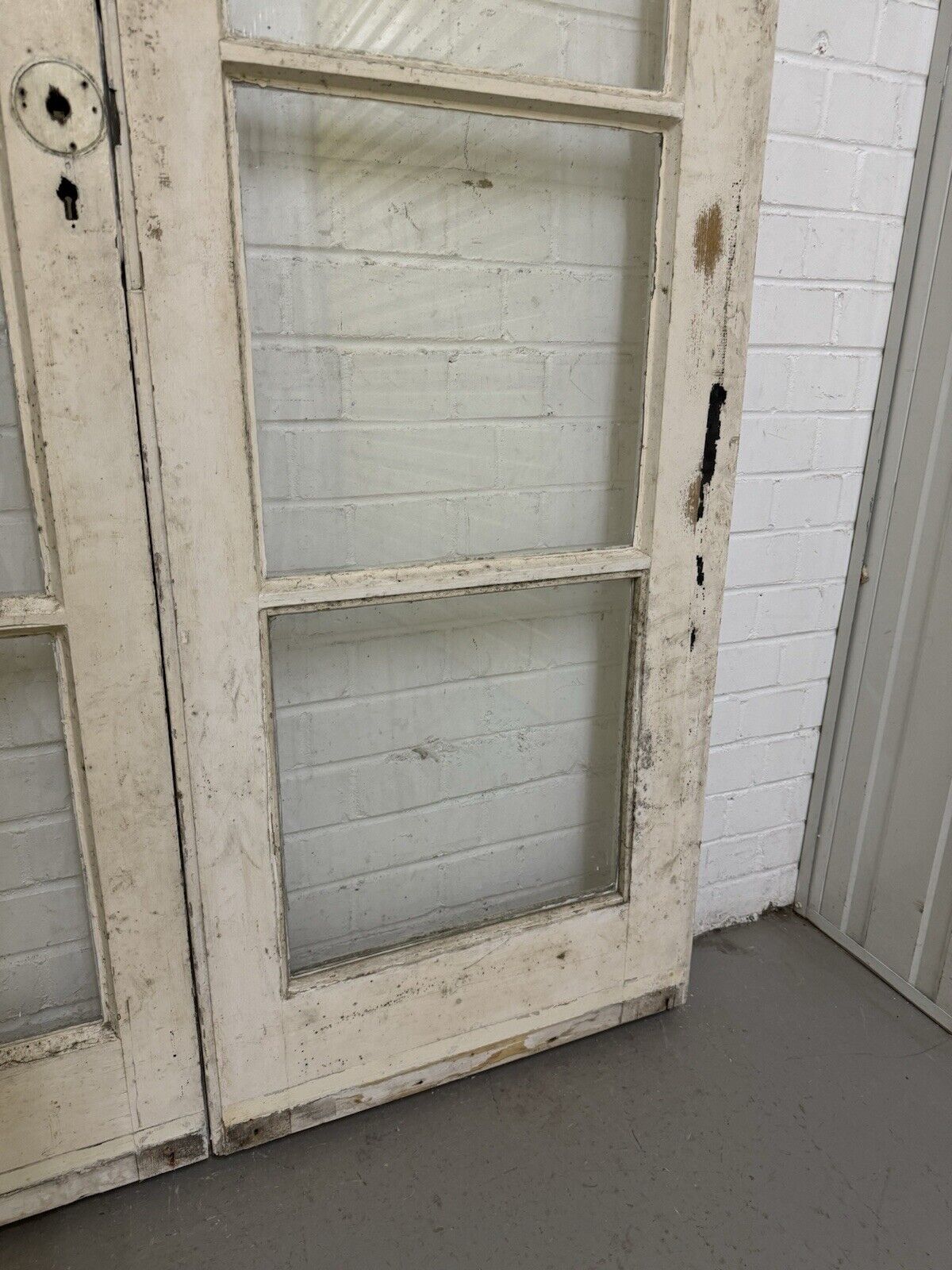Reclaimed French Single Panel Glass Wooden Double Doors 2020 or 2000mm x 1215mm
