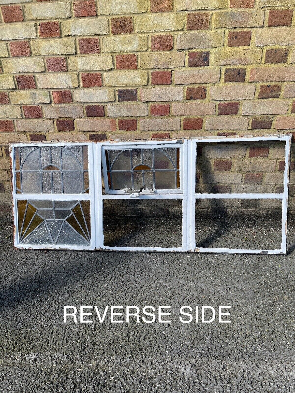 Pair Of Reclaimed Crittal Metal Art Nouveau Stained glass Panels Windows