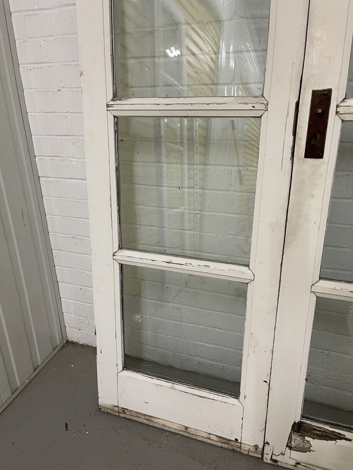 Reclaimed Old French Double Glazed Wooden Double Doors With Spare SIDE PANELS
