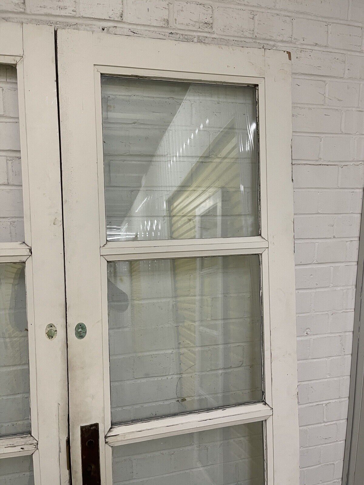 Reclaimed Old French Double Glazed Wooden Double Doors With Spare SIDE PANELS