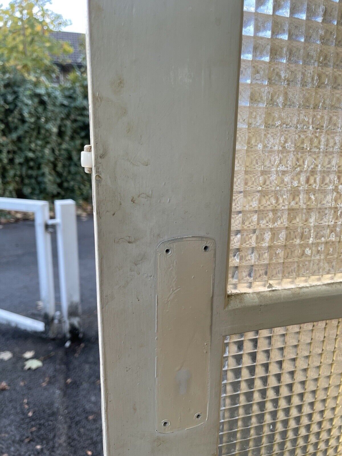 Reclaimed Cross Reeded Glass Door 1980mm x 760mm