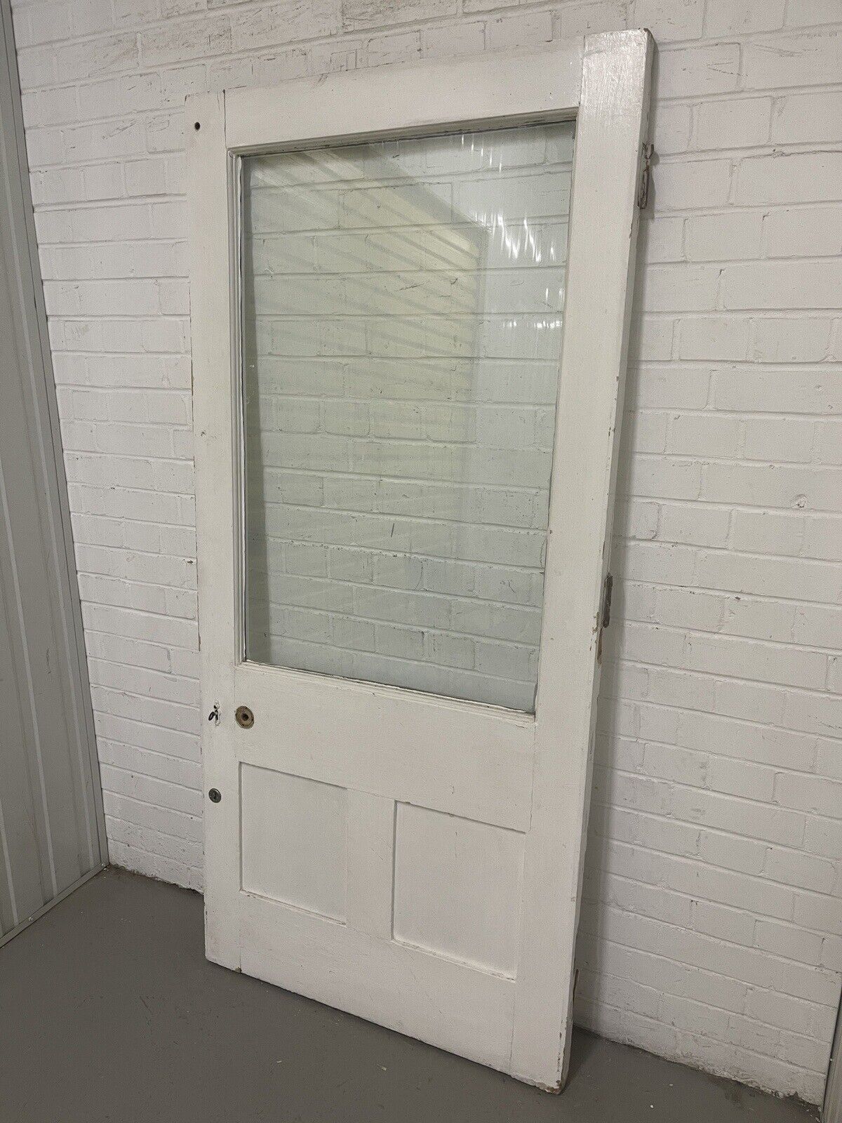 Reclaimed Old Single panel Glass Wooden Door Side Back Garden Door 1858 x 832mm