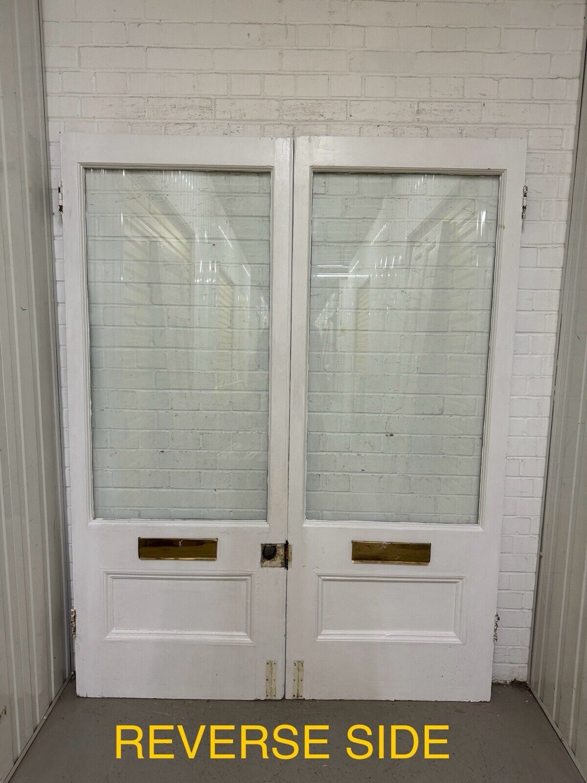 Reclaimed French Single Panel Glass Wooden Double Doors 2023 x 1557mm