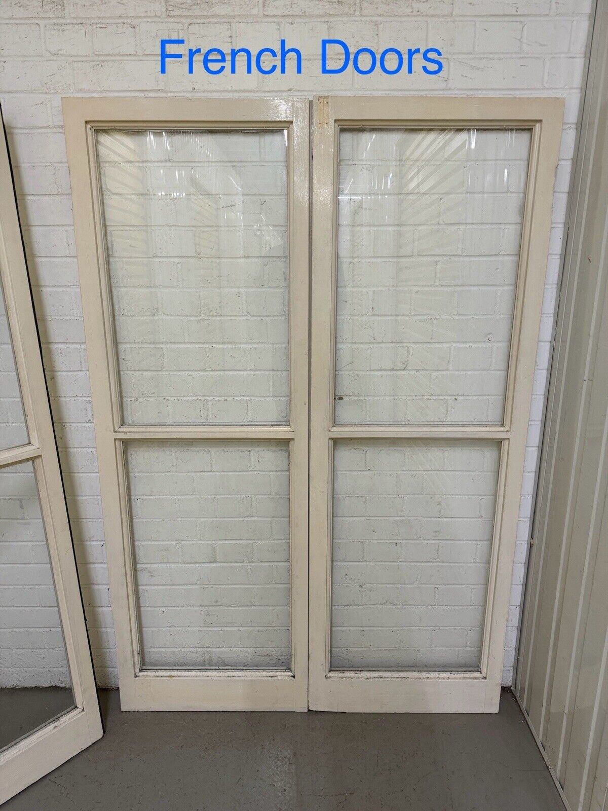 Reclaimed French Single Panel Glass Wooden Double Doors 1752 Or 1746 x 1185mm