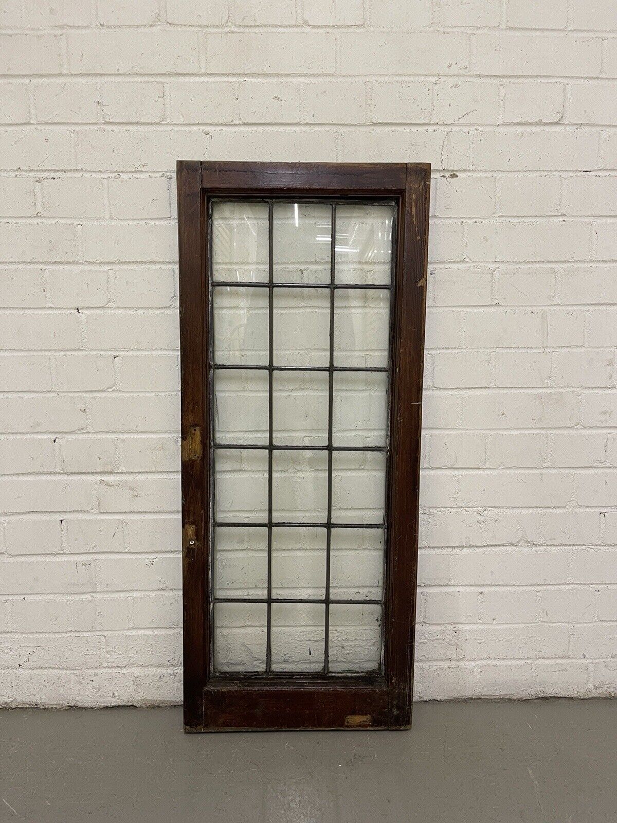 Reclaimed Old Leaded Light Panel Wooden Window 425 x 1010mm