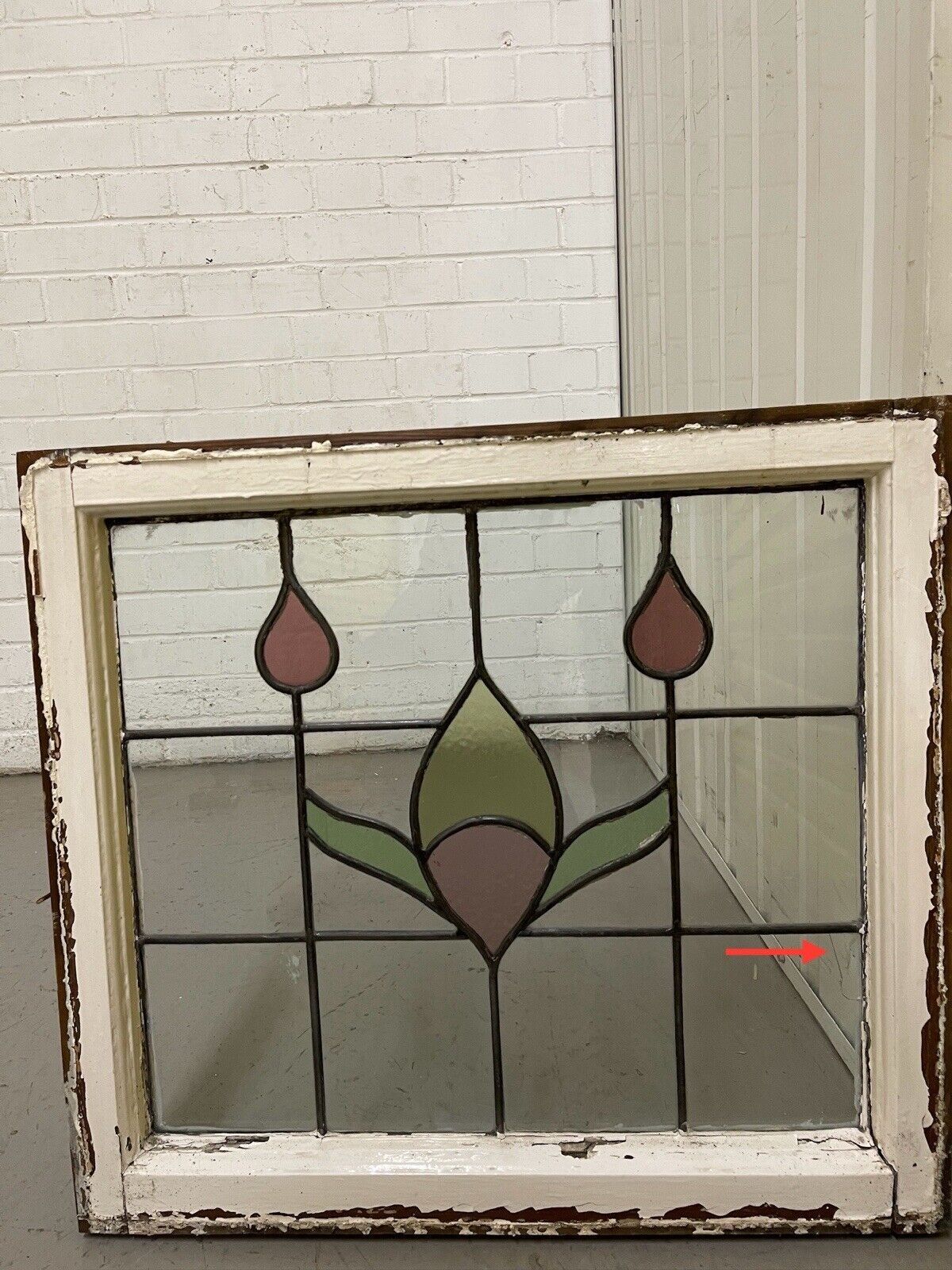 Reclaimed Leaded Light Stained Glass Window Panel 605 x 555mm