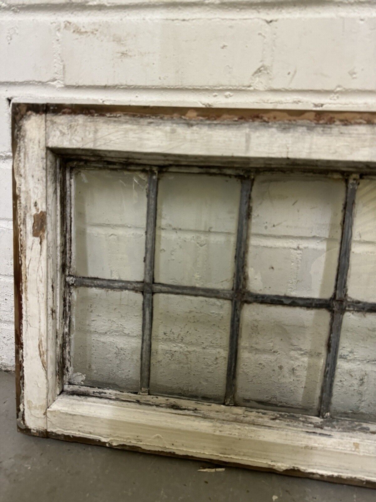 Pair Of Reclaimed Old Leaded Light Panel Wooden Windows 375 x 700mm 375 x 705mm