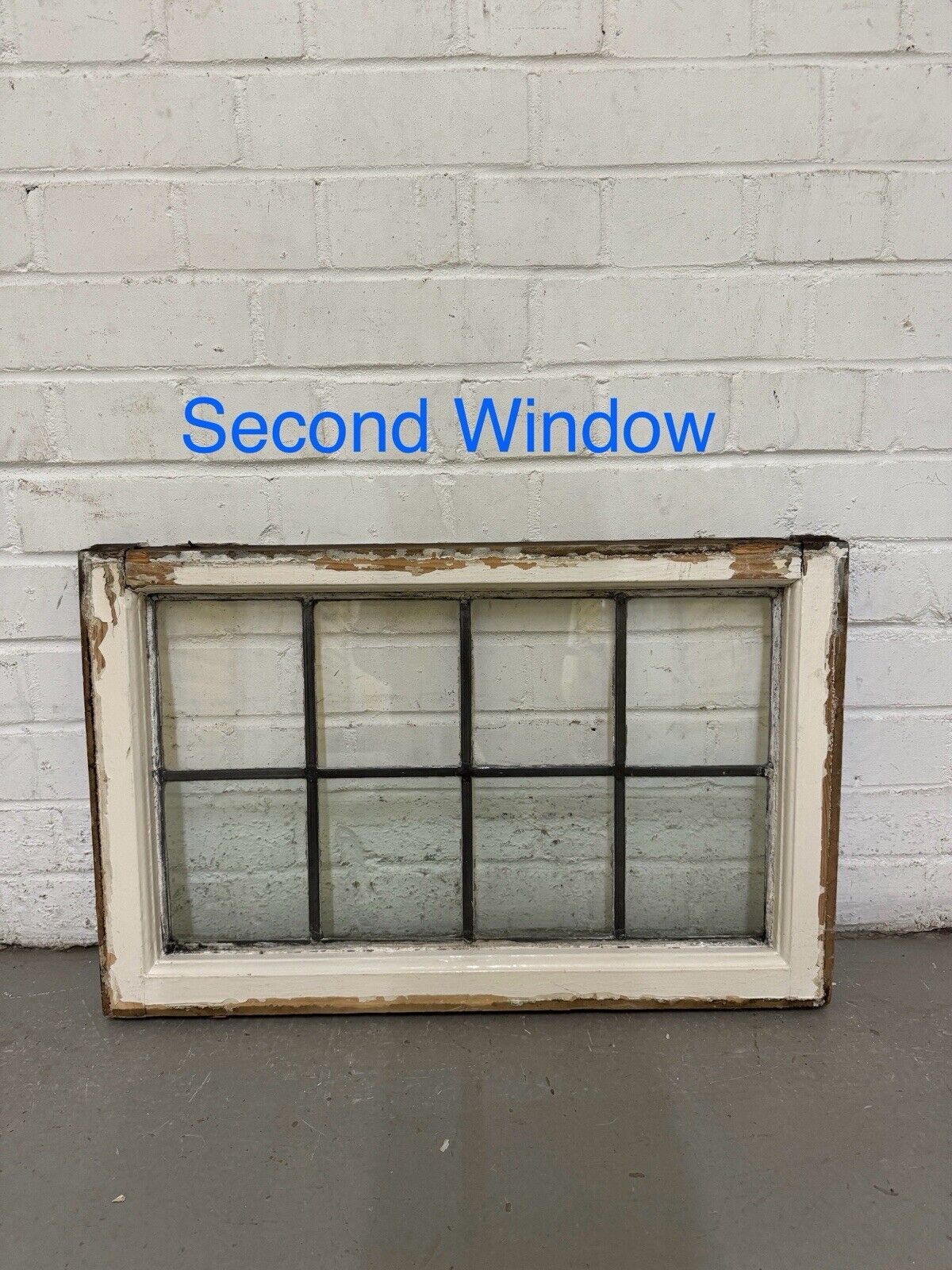 Pair Of Reclaimed Old Leaded Light Panel Wooden Windows 635 x 400mm 640 x 405mm