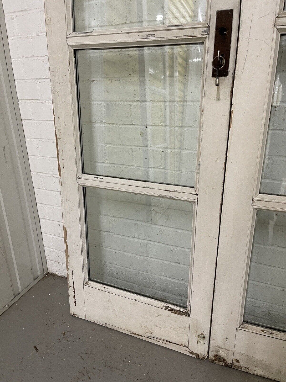 Reclaimed Old French Double Glazed Wooden Double Doors With Spare SIDE PANELS