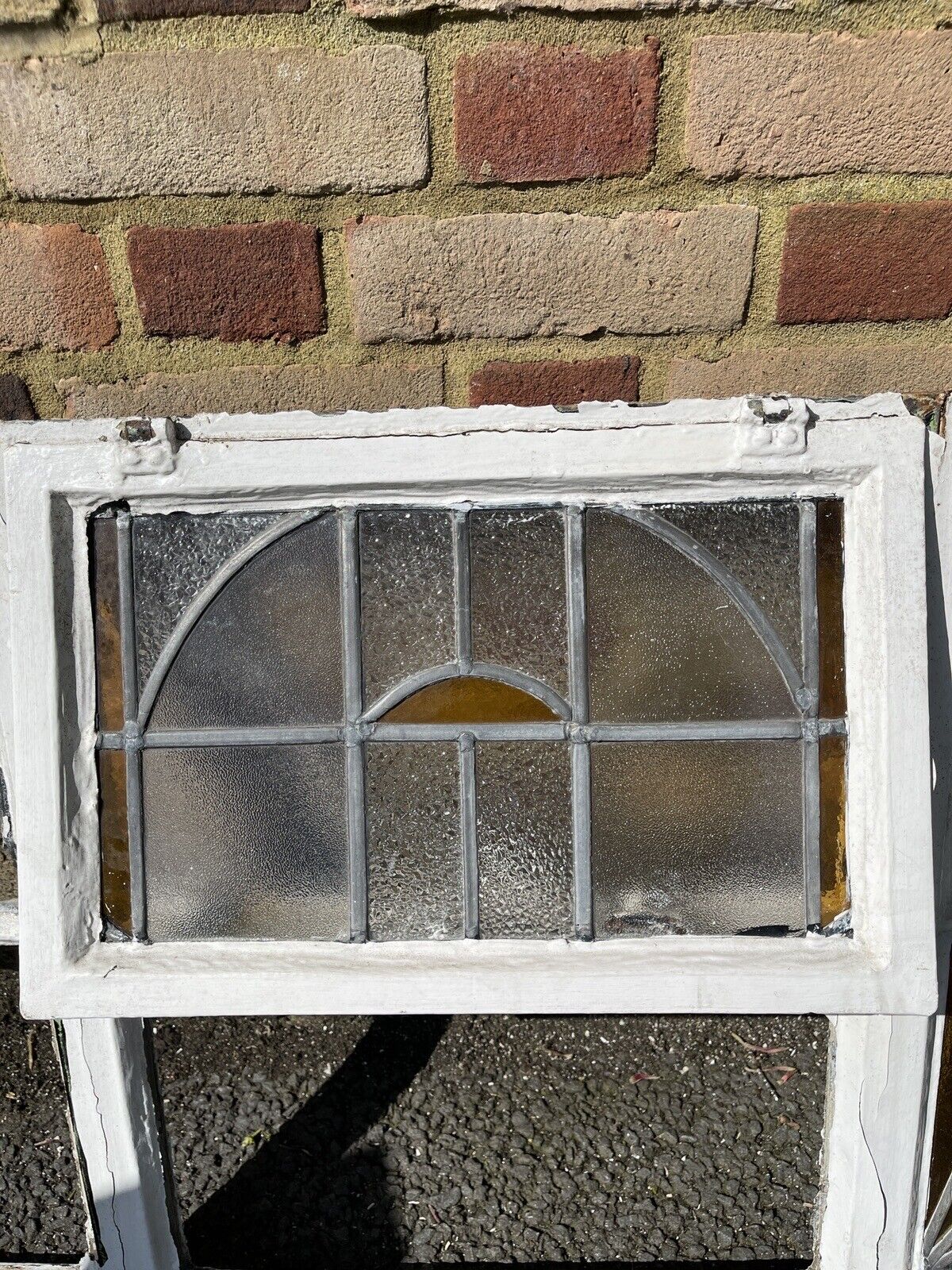 Pair Of Reclaimed Crittal Metal Art Nouveau Stained glass Panels Windows