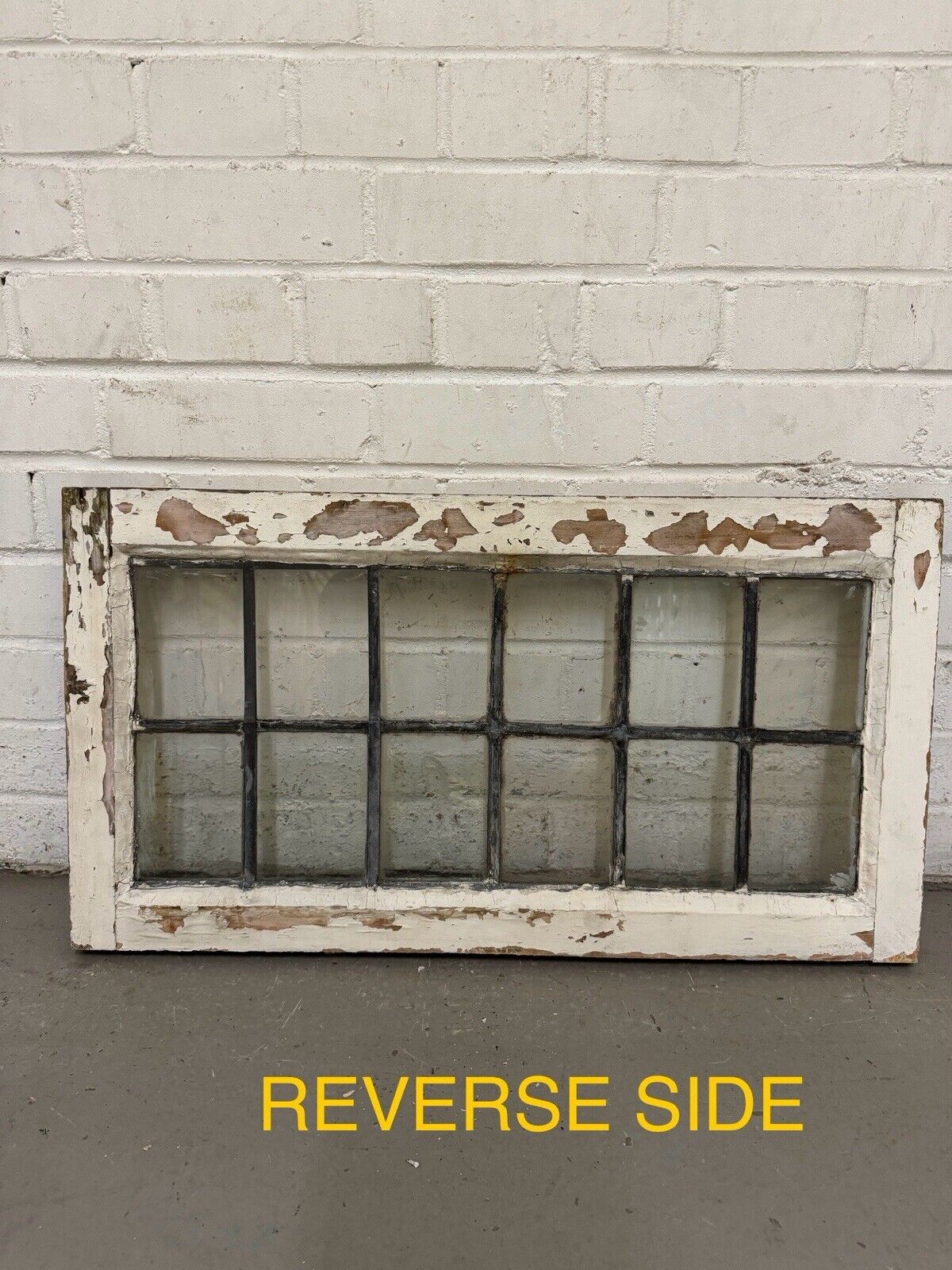 Pair Of Reclaimed Old Leaded Light Panel Wooden Windows 375 x 700mm 375 x 705mm