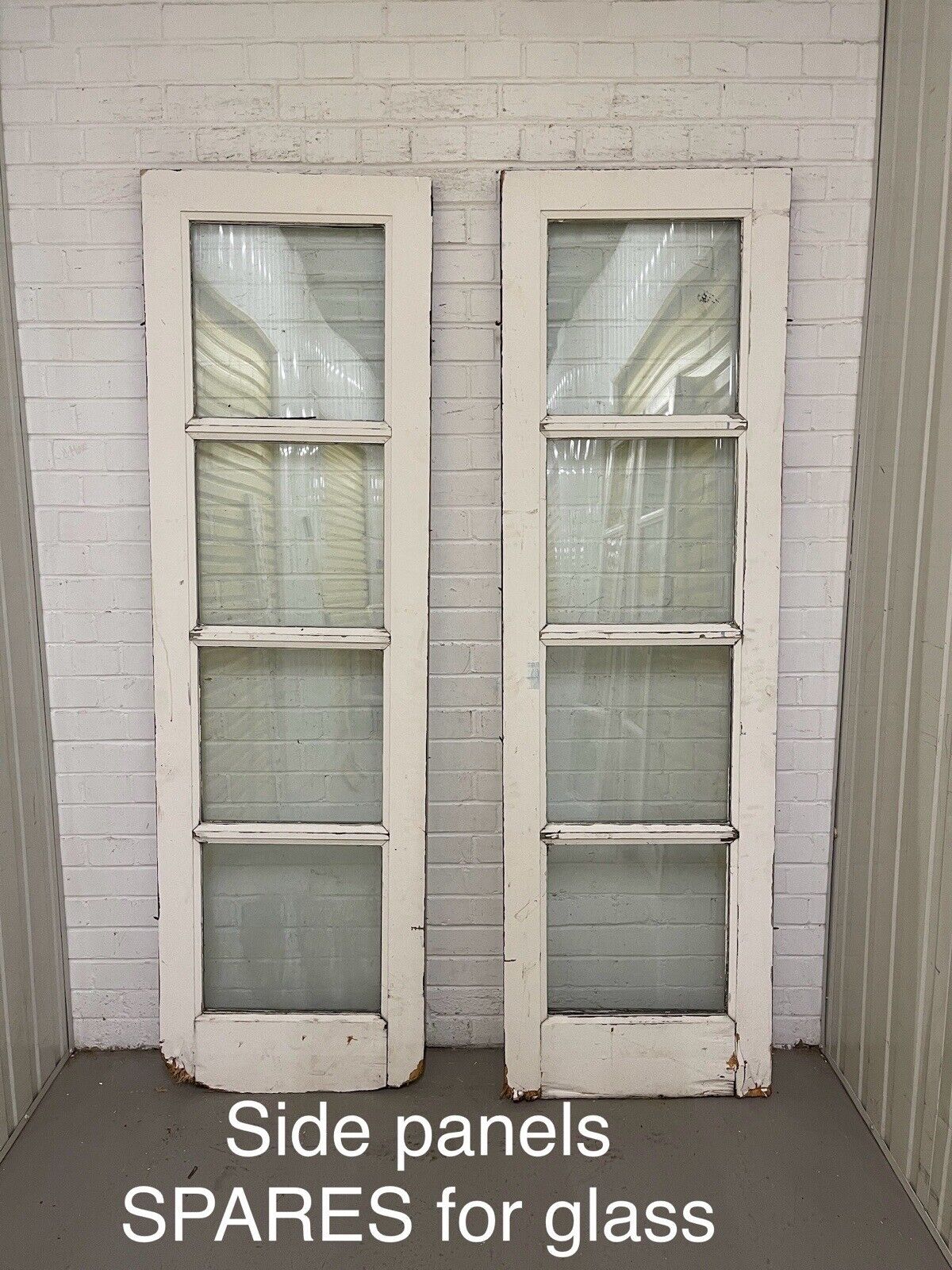Reclaimed Old French Double Glazed Wooden Double Doors With Spare SIDE PANELS