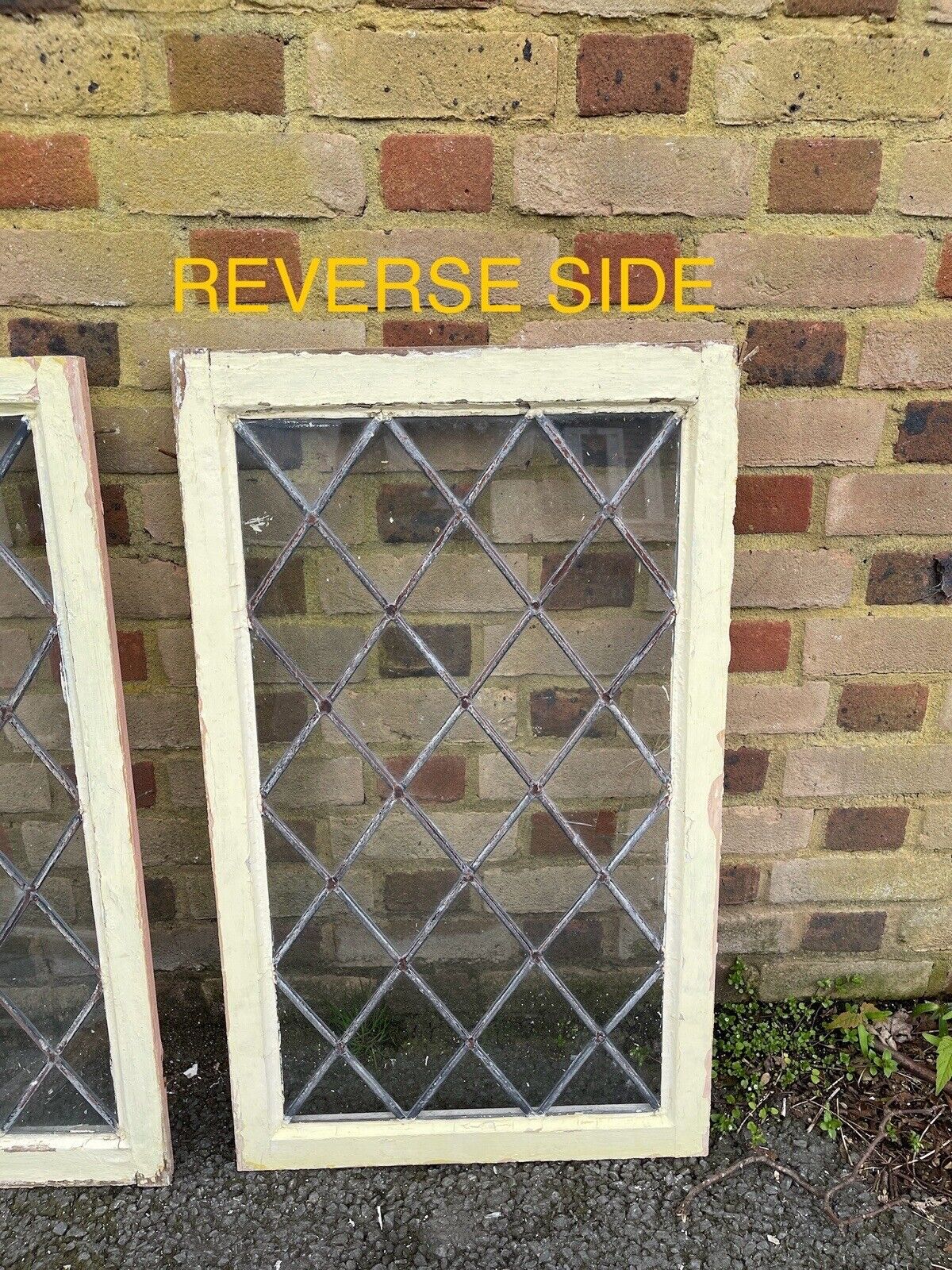 Job Lot Of 6 Reclaimed Leaded Light Diamond Panel Wooden Windows