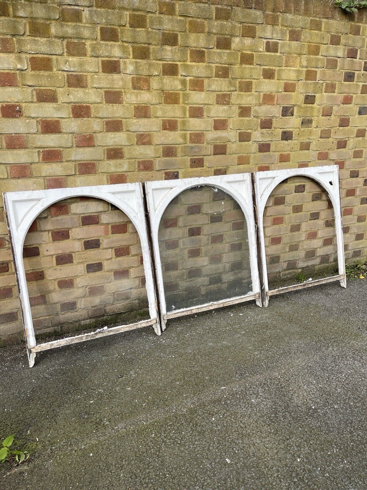Job Lot of 3 Reclaimed Old Edwardian Arch Wooden Sash Windows 760 x 957mm