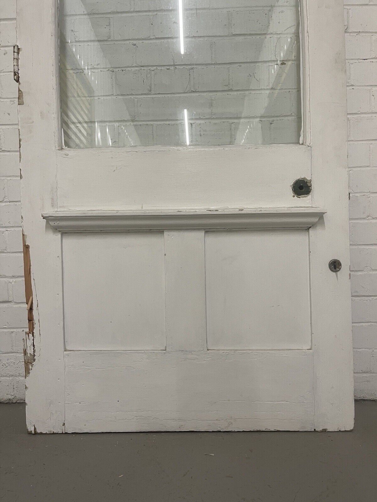 Reclaimed Old Single panel Glass Wooden Door Side Back Garden Door 1858 x 832mm