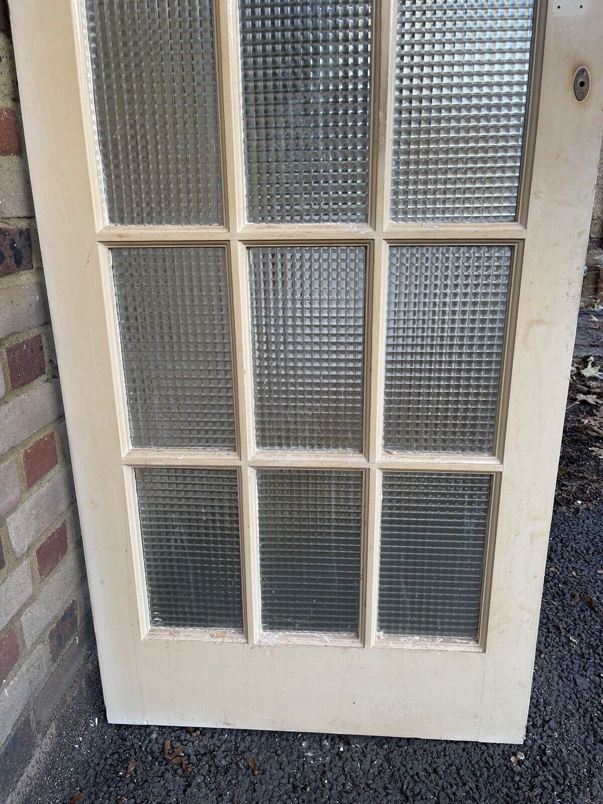 Reclaimed Cross Reeded Glass Door 1980mm x 760mm