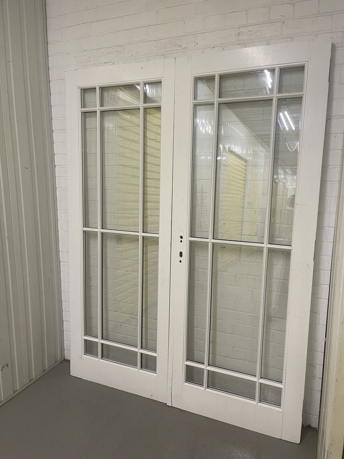 Reclaimed Style French Double Glazed Glass Wooden Double Doors 2034mm x 1530mm