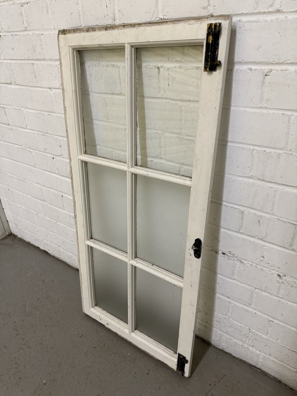 Pair Of Reclaimed Inter locking French Georgian 6 Panel Wooden Panel Windows
