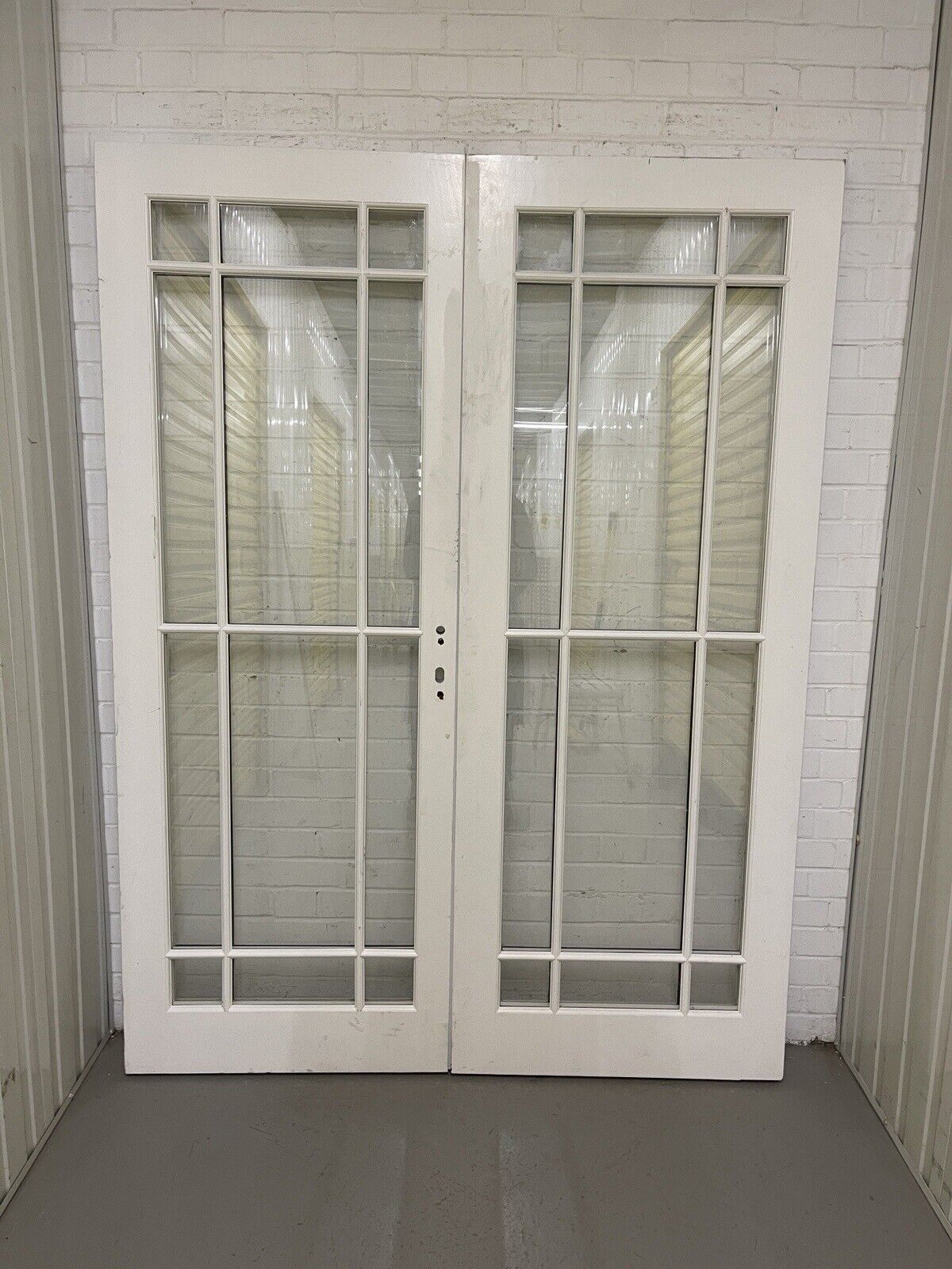 Reclaimed Style French Double Glazed Glass Wooden Double Doors 2034mm x 1530mm
