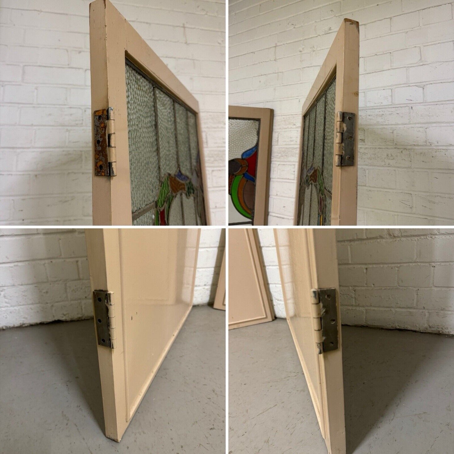 Reclaimed French Victorian Stained Glass Double Doors 2183 Or 2190mm x 1432mm