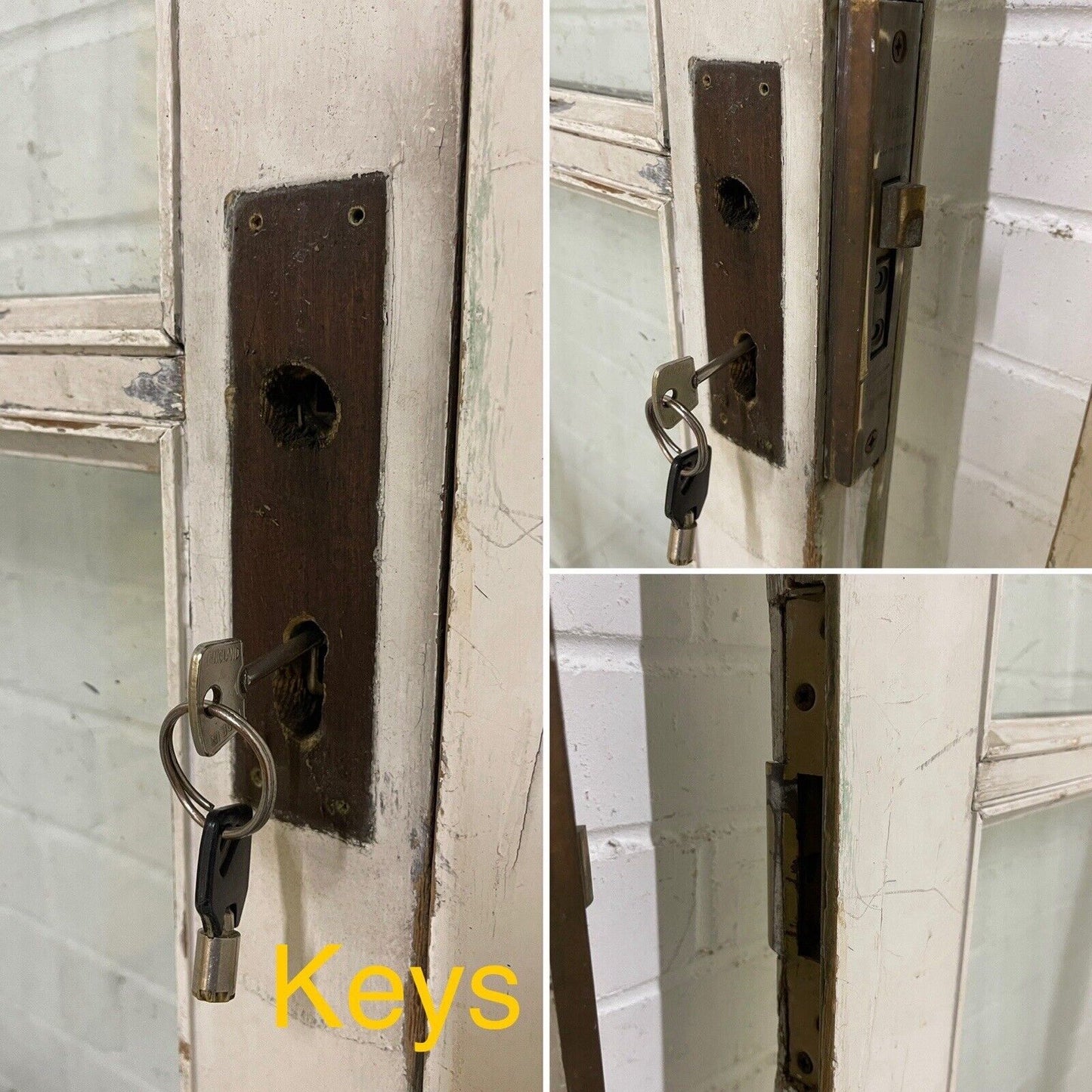 Reclaimed Old French Double Glazed Wooden Double Doors With Spare SIDE PANELS