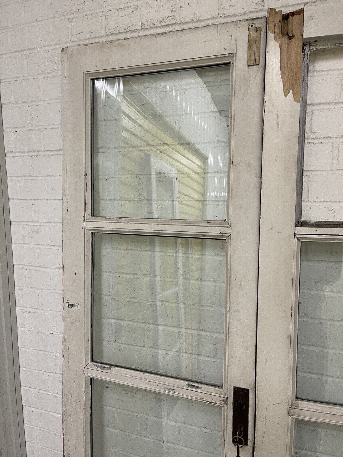 Reclaimed Old French Double Glazed Wooden Double Doors With Spare SIDE PANELS