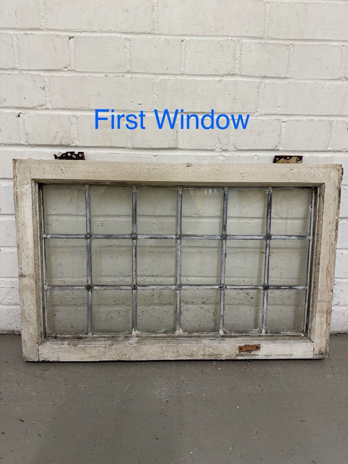 Pair Of Reclaimed Old Leaded Light Panel Wooden Windows 445 x 700mm 450 x 700mm