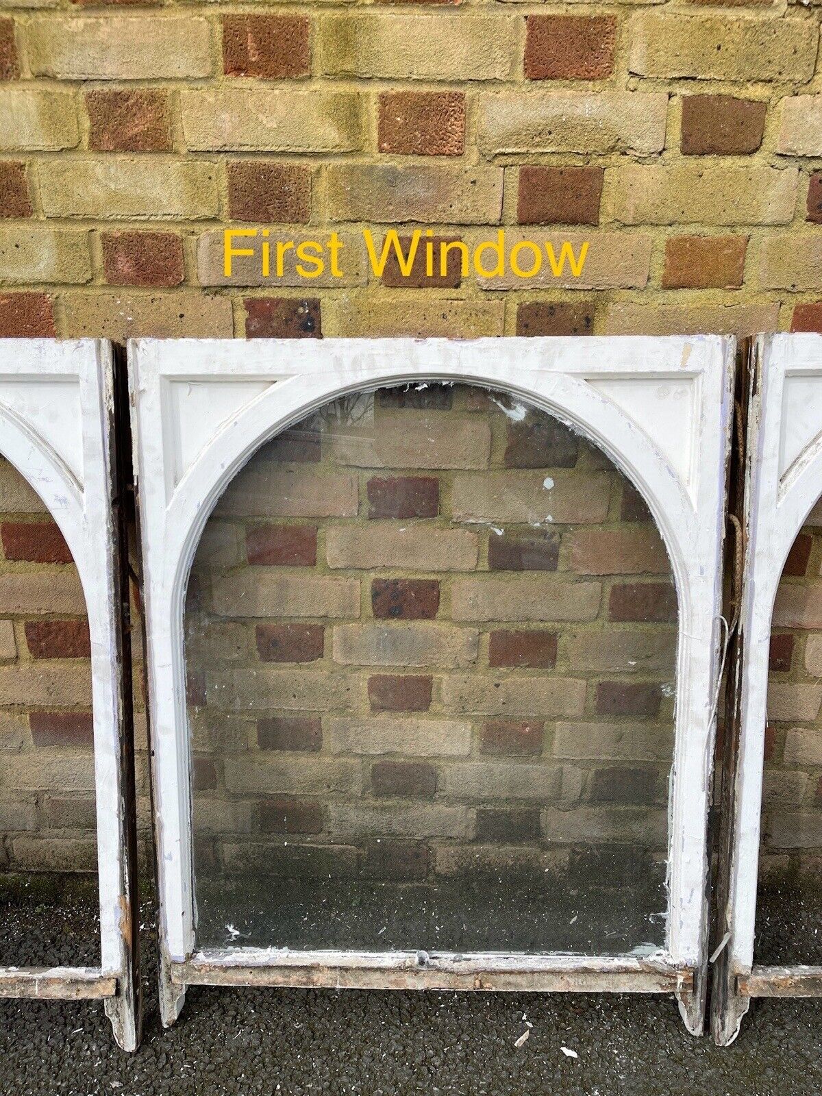Job Lot of 3 Reclaimed Old Edwardian Arch Wooden Sash Windows 760 x 957mm