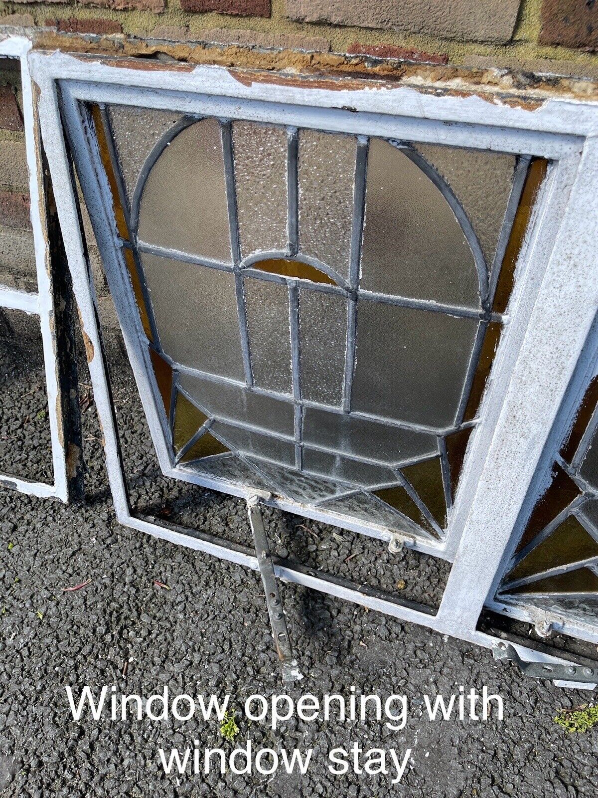 Pair Of Reclaimed Crittal Metal Art Nouveau Stained glass Panels Windows