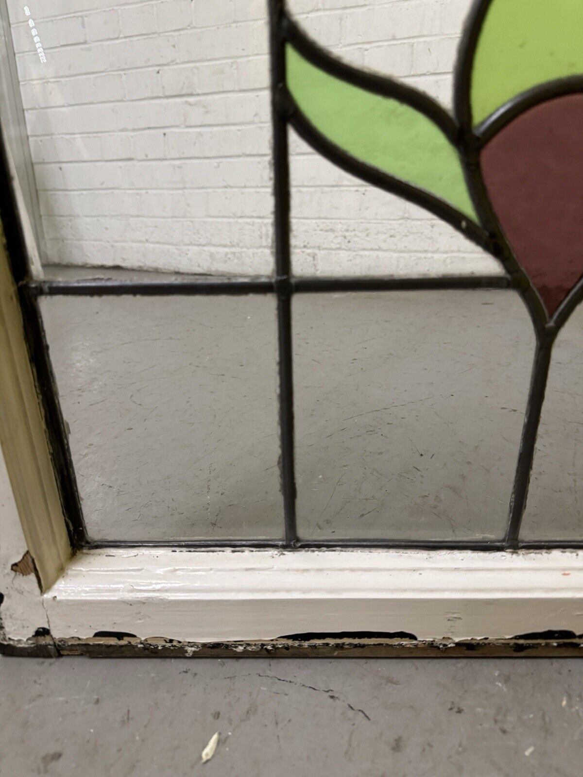 Pair Of Reclaimed Leaded Light Stained Glass Window Panels 602 x 575mm 602 x 580
