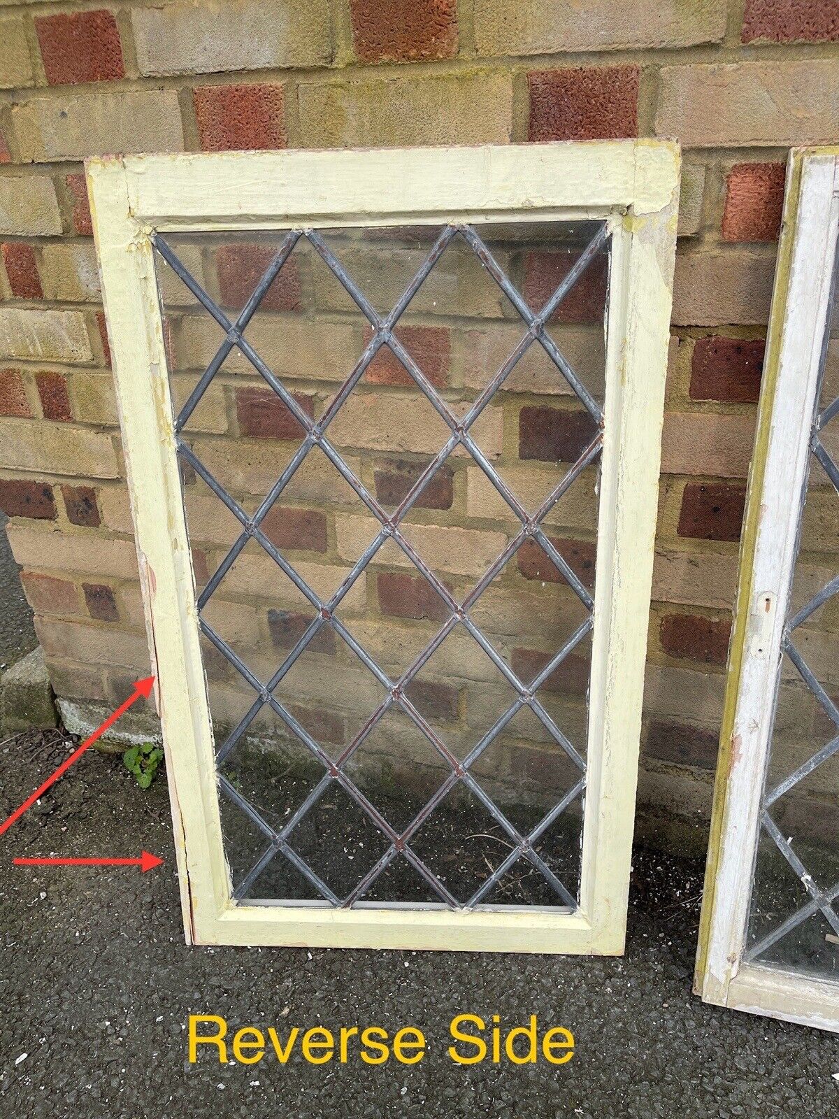 Job Lot Of 6 Reclaimed Leaded Light Diamond Panel Wooden Windows