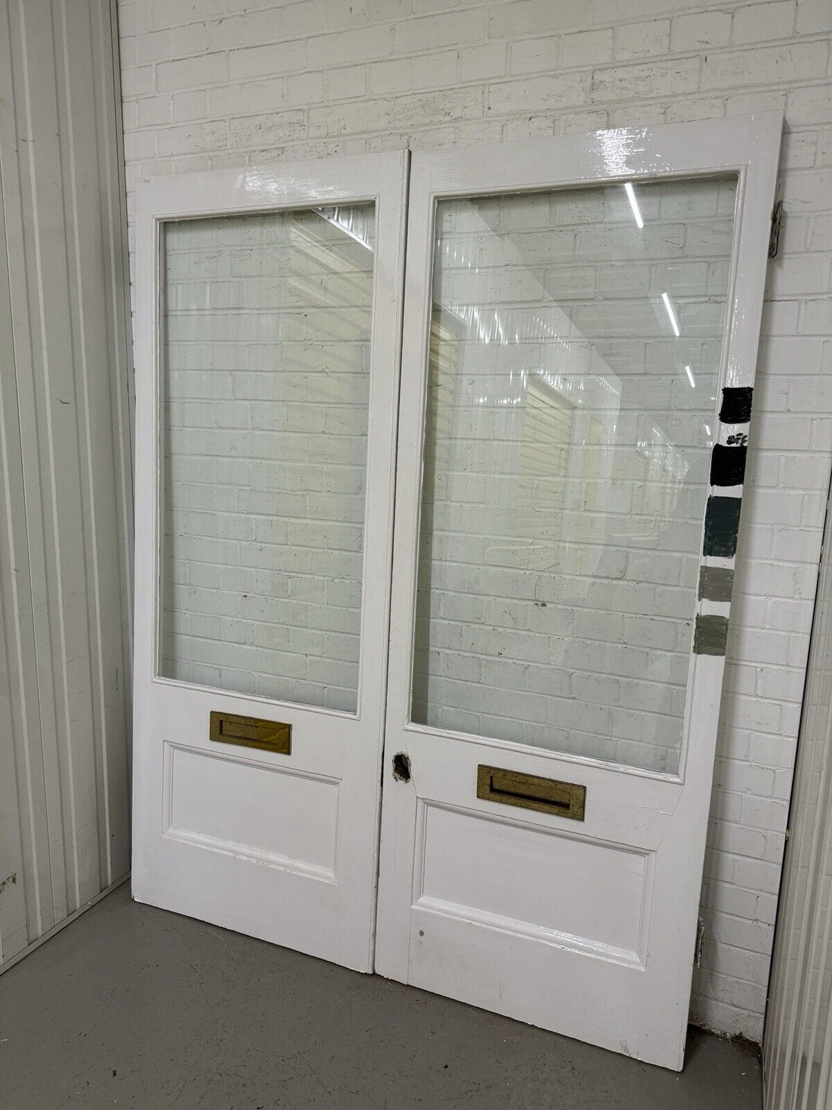 Reclaimed French Single Panel Glass Wooden Double Doors 2023 x 1557mm