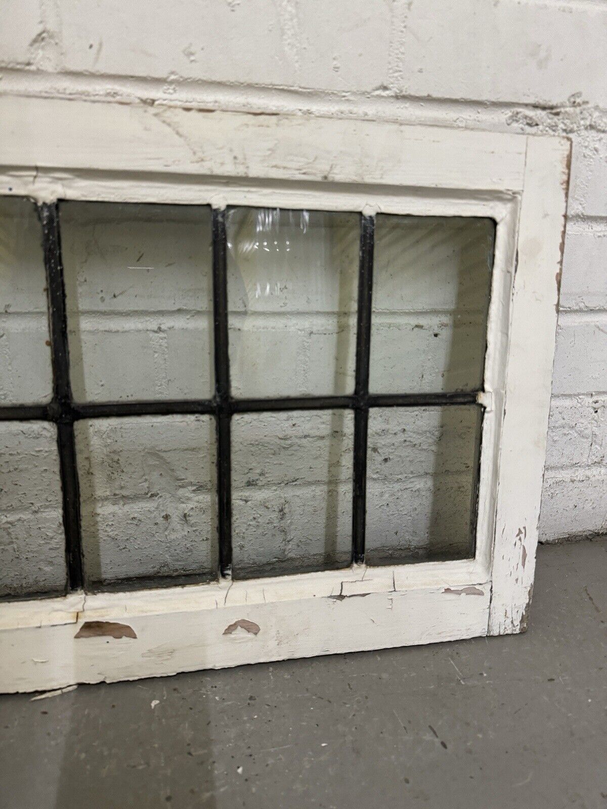 Pair Of Reclaimed Old Leaded Light Panel Wooden Windows 375 x 700mm 375 x 705mm