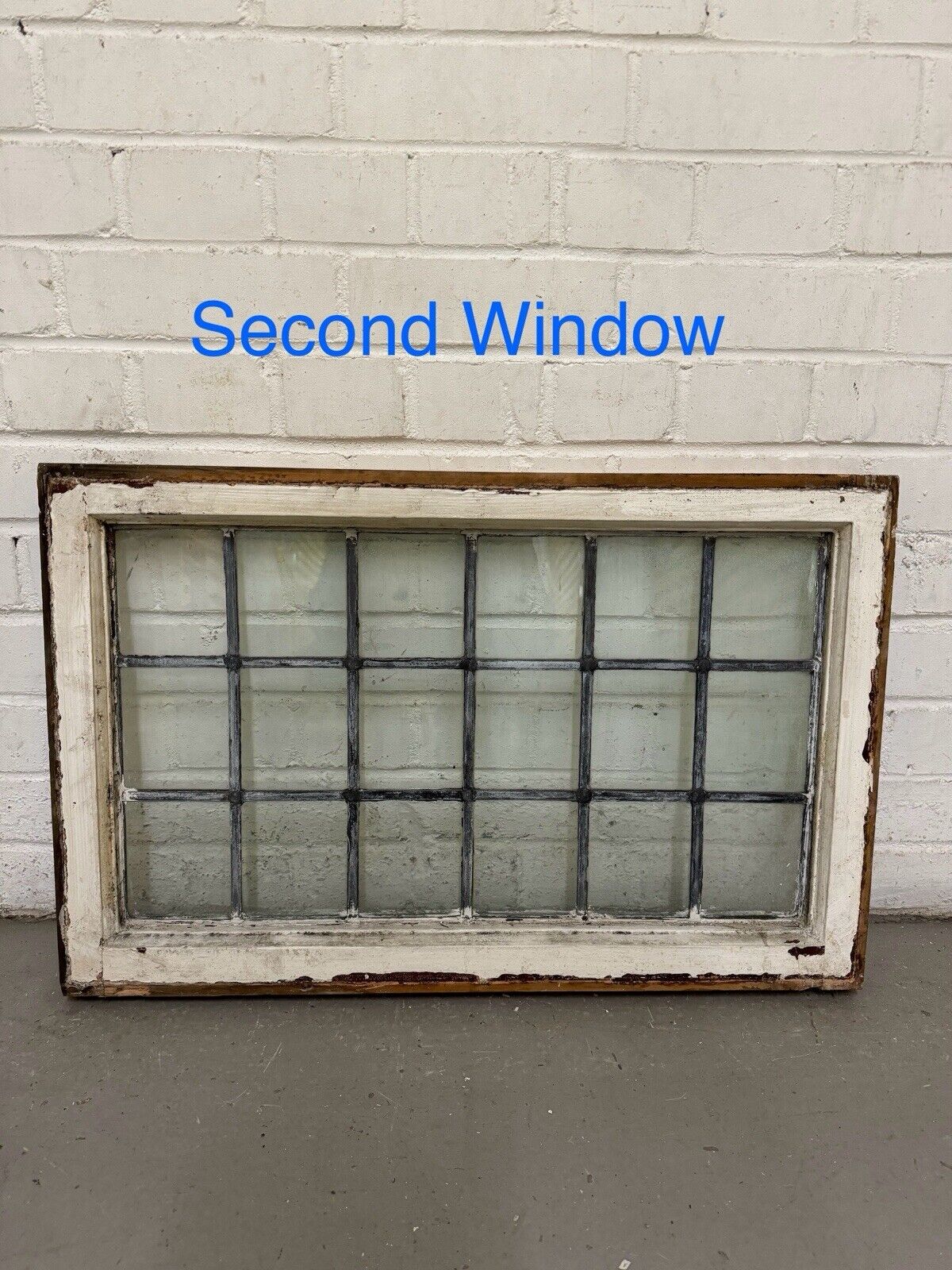 Pair Of Reclaimed Old Leaded Light Panel Wooden Windows 445 x 700mm 450 x 700mm