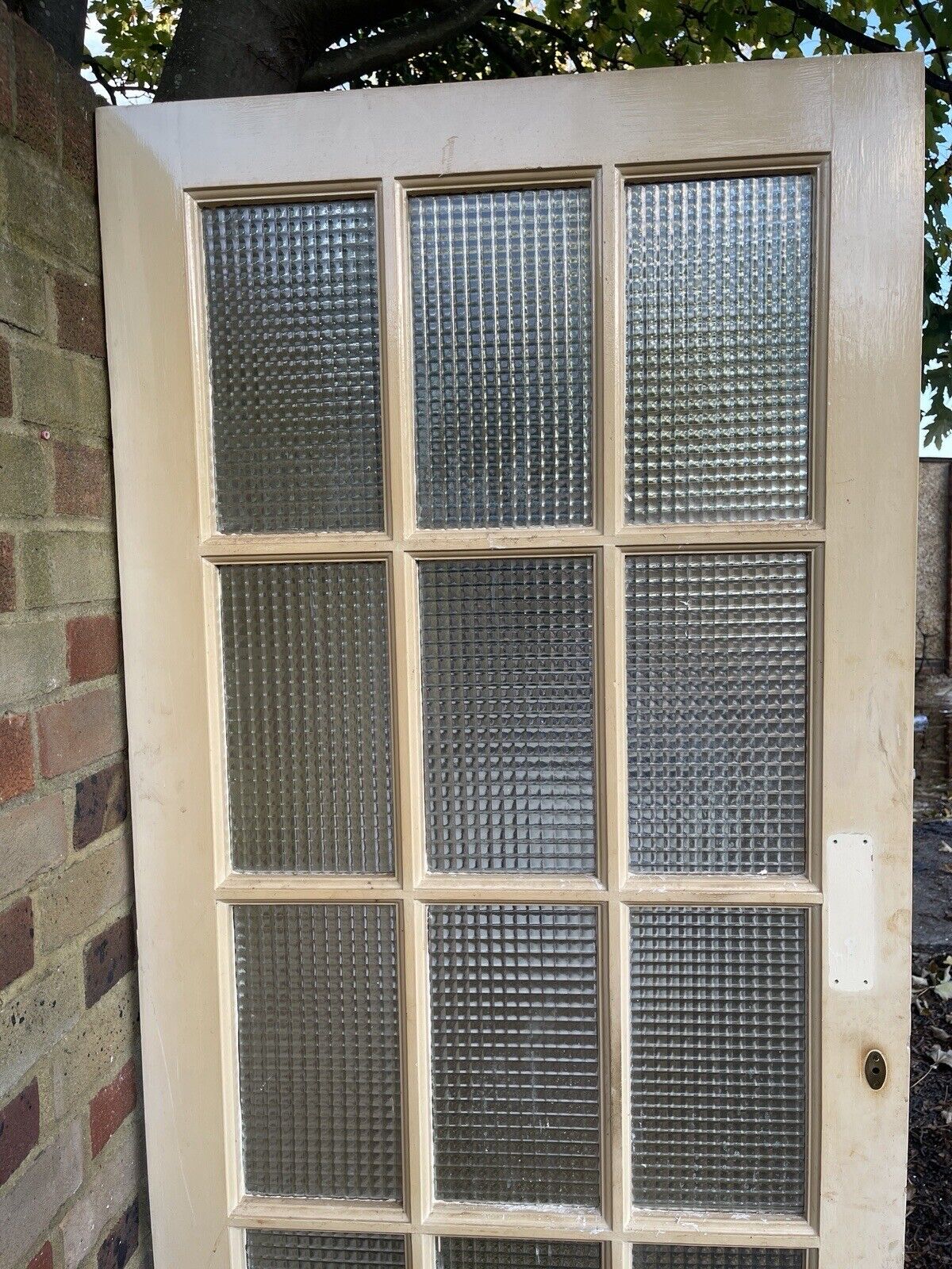 Reclaimed Cross Reeded Glass Door 1980mm x 760mm