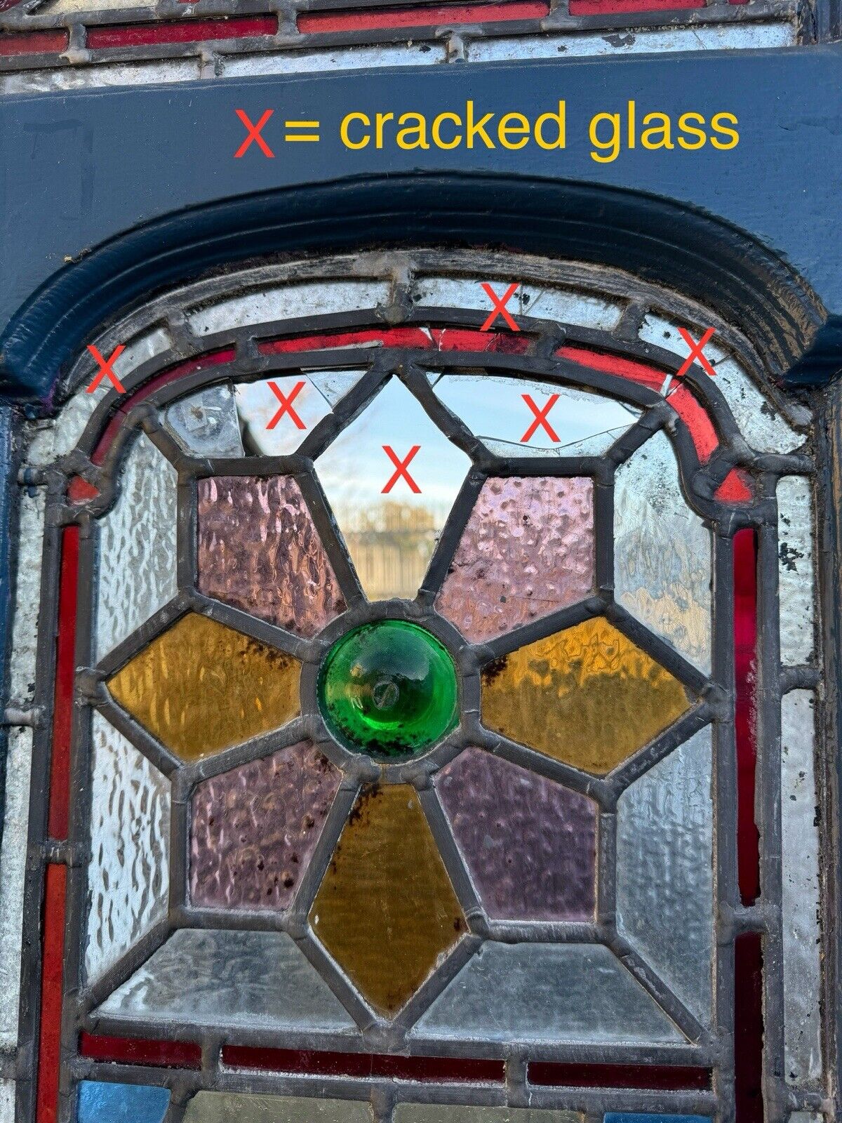 Reclaimed Edwardian Stained Glass Wooden Panel Front Door 2110 or 2100mm x 910mm