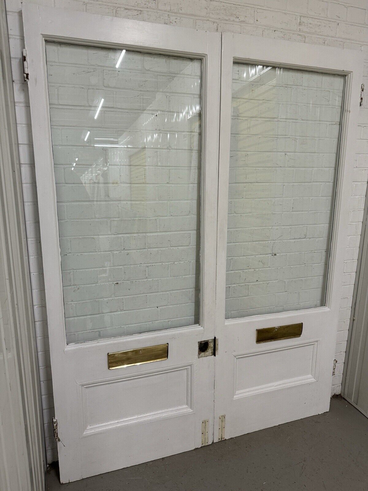 Reclaimed French Single Panel Glass Wooden Double Doors 2023 x 1557mm