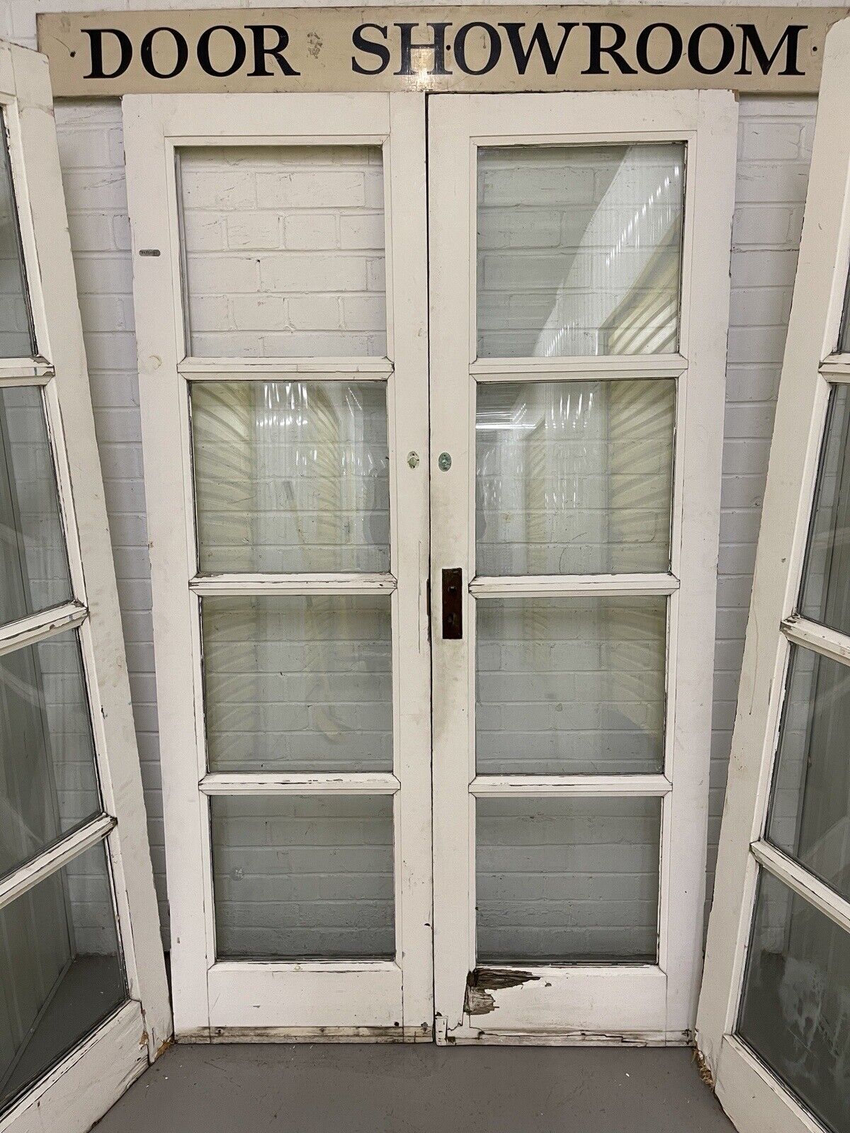 Reclaimed Old French Double Glazed Wooden Double Doors With Spare SIDE PANELS