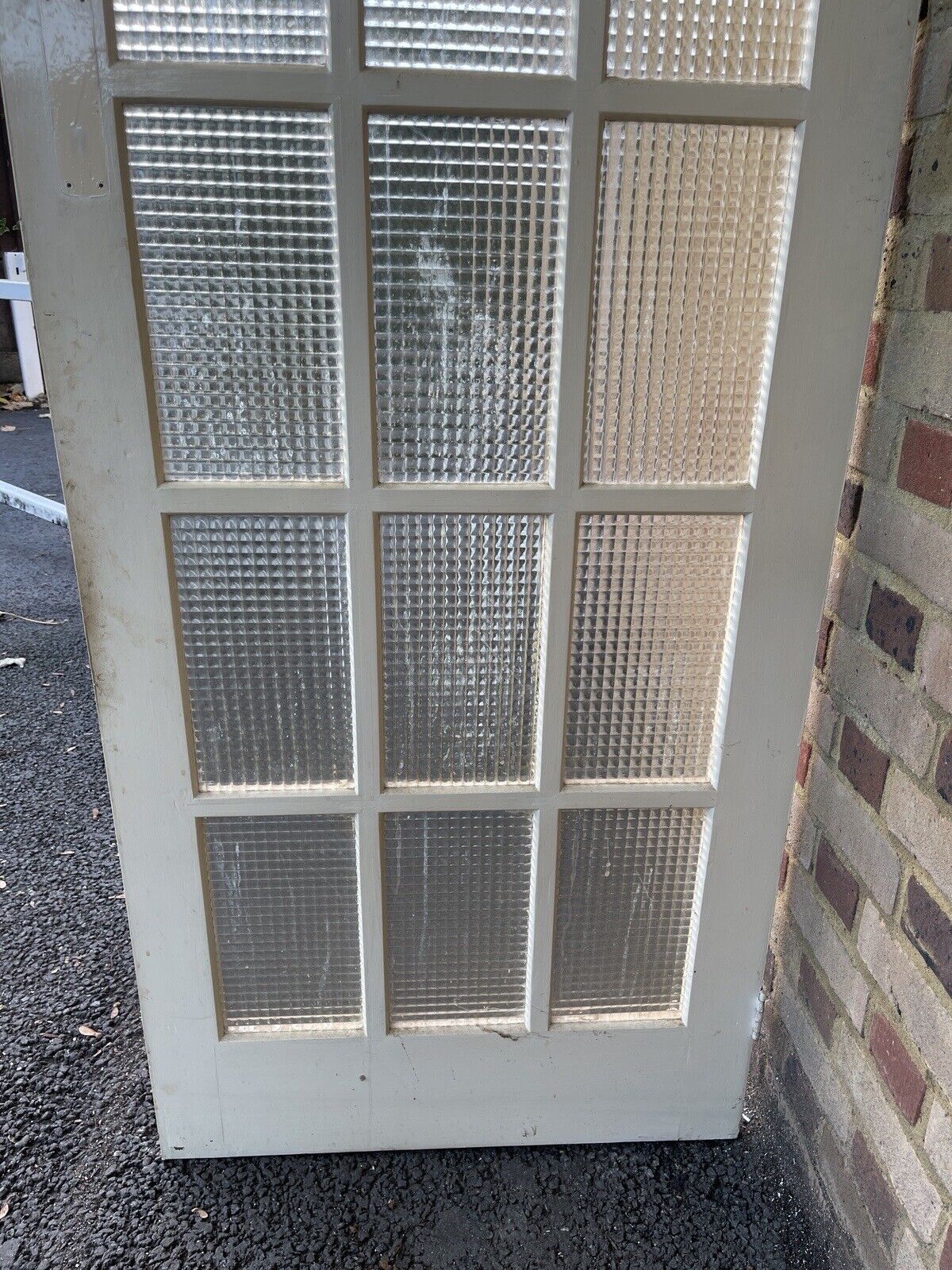 Reclaimed Cross Reeded Glass Door 1980mm x 760mm