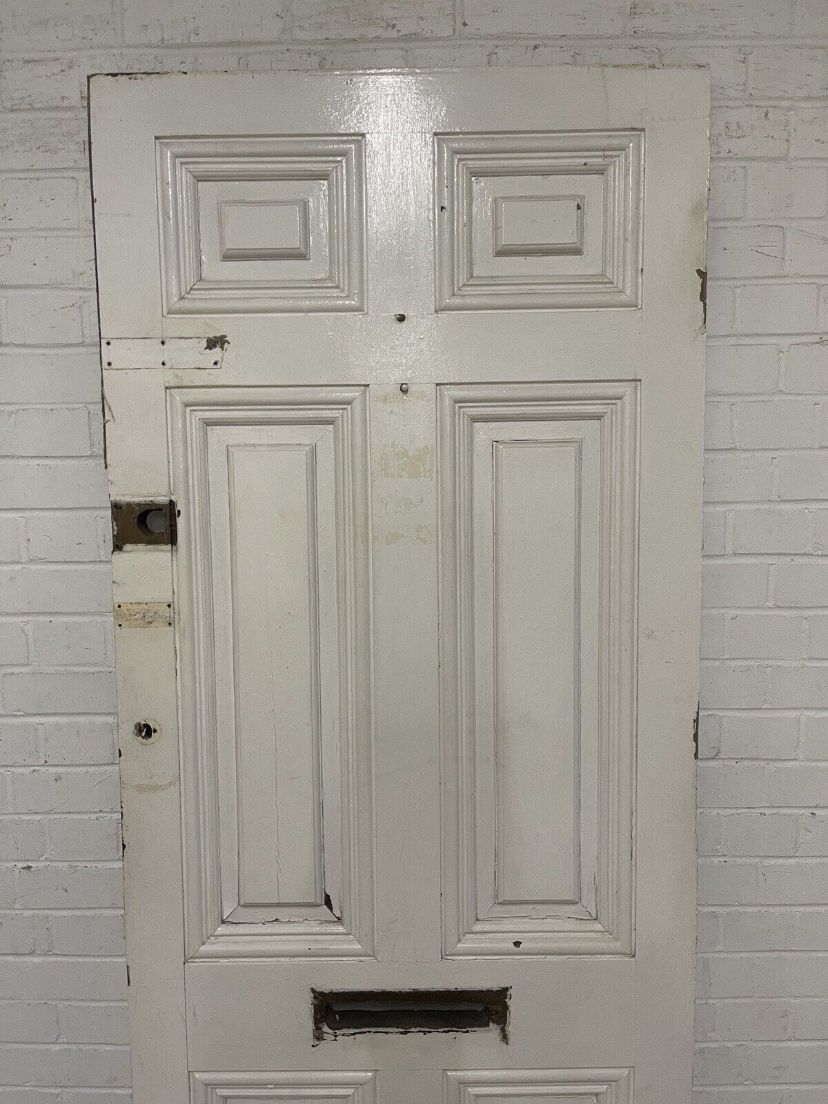 Reclaimed Old Victorian Edwardian Wooden Embossed Panels Front Door 2030 x 810mm
