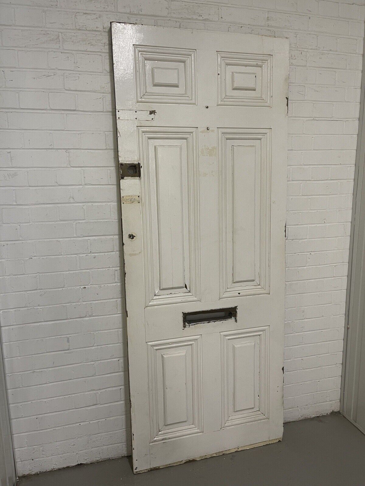Reclaimed Old Victorian Edwardian Wooden Embossed Panels Front Door 2030 x 810mm