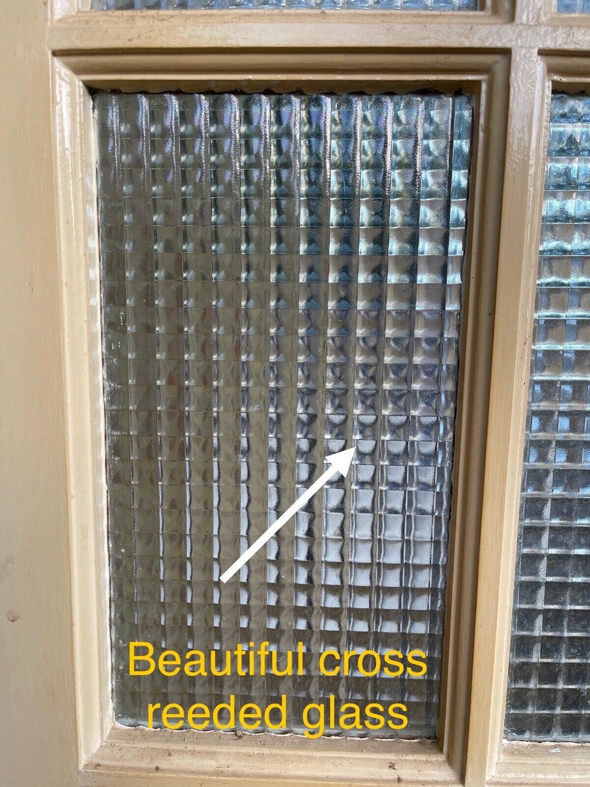 Reclaimed Cross Reeded Glass Door 1980mm x 760mm